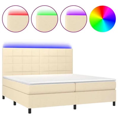 Produktbild von Boxspringbett mit Matratze & LED Creme 200x200 cm Stoff