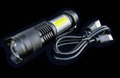 Produktbild von Kompakte LED-COB-Taschenlampe, Aluminiumgehäuse, 200 lm, mit Werkstattbeleuchtungsfunktion, 500 mAh USB-Akku