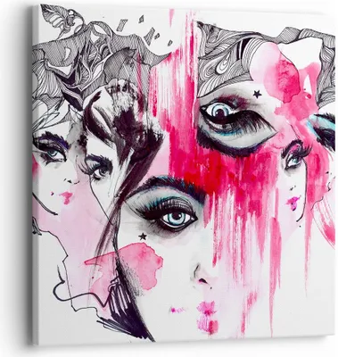 Produktbild von Bild auf Leinwand - Leinwandbild - Frauen Gesichter Augen illustration - 40x40cm - Wand Bild - Wanddeko - Leinwanddruck - Bilder - Kunstdruck - Leinwand bilder - Wandkunst - AC40x40-3095