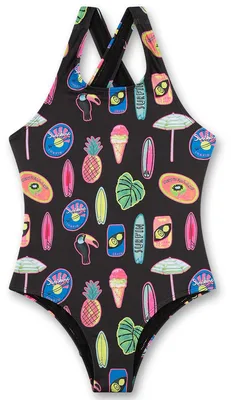 Produktbild von Sanetta Mädchen-Badeanzug Schwarz | Kinder Badeanzug – für Pool & Strand