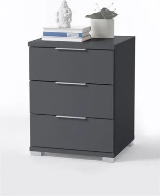 Produktbild von Nachttisch - B 46 cm - Graphit matt Nachbildung - 3 Schubladen