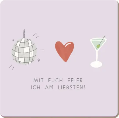 Produktbild von Set 6x Korkuntersetzer Mit Euch feier ich am Liebsten!