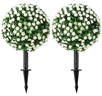 Productafbeelding van HOMCOM Kunstrozenbollen, set van 2, 55 cm. UV-bestendige kunstplant voor de tuin