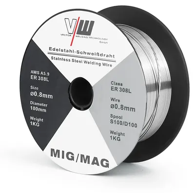 Produktbild von VECTOR WELDING MIG MAG Edelstahl Schweißdraht Drahtrolle ER308L Ø 0.8 mm 1 kg Rolle