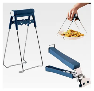 Produktbild von Zangen-Set, Schüssel- und Tellerclip für Heißluftfritteuse, Verbrühschutzclip aus Edelstahl