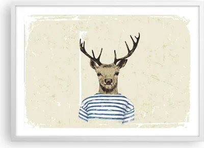 Produktbild von Gerahmtes Poster - Weißer Rahmen - Hipster Anthropomorphismus Hirsch - 70x50 cm - Wand Bild - Wanddeko - Wandbilder - Wandposter - Bilderrahmen - Bilder - Kunstdruck - Wandbild - P2WAA70x50-4227