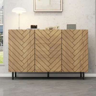 Produktbild von Sideboard,Kommode, Stauraumschrank mit 3 Schubladen und 2 Schränken für Wohnzimmer,Schubladenschrank 120 × 40 × 76 cm