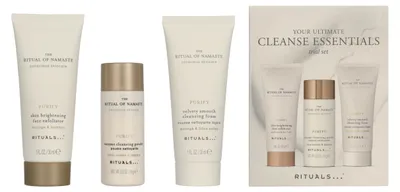 Produktbild von Hautaufhellendes Peeling für das Gesicht, 30 ml / Sanfte Reinigungsshampoo, 30 ml / Enzym-Reinigungspulver, 15 g. Rituals Namaste Set
