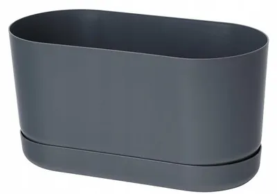 Image de Satina 27 : pot de fleurs oblong avec soucoupe | Anthracite