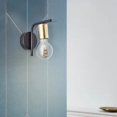 Produktbild von BRILLIANT schwarze Wandleuchte KERRY | Wandlampe mit goldenen Details | E27 Fassung max. 40W | Metall