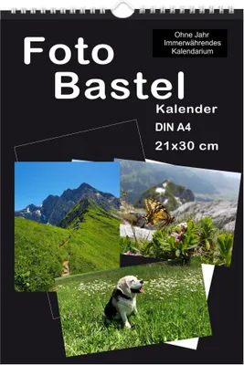Produktbild von Bastelkalender Dauerkalender ohne Jahr immerwährend DIN A4 Fotokalender Kreativkalender DIY Bildkalender zum Selber gestalten für 10 x 15 oder 13 x 18 cm