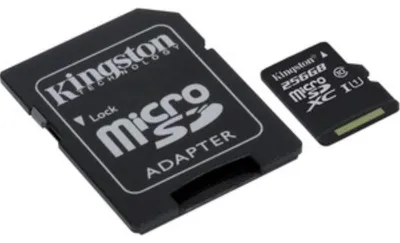 Produktbild von Kingston Technology Canvas Select, 256 GB, MicroSDXC, Klasse 10, UHS-I, 80 MB/s, 10 MB/s