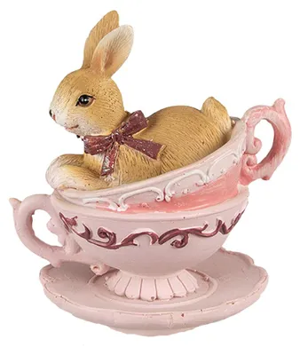 Productafbeelding van Clayre & Eef Figuur, konijn, 9 cm, bruin/roze, polyresin