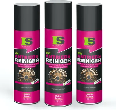 Produktbild von Spraytive 3x 300ml Antriebsreiniger Spray – Kettenreiniger für Fahrrad & E-Bike – entfernt Öl, Fett & Wachs – reinigt Kette, Ritzel & Antrieb