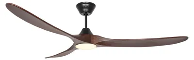 Image de Ventilateur de plafond à basse consommation avec éclairage LED et télécommande Eco Genuino-L 180 cm Noir mat & Noyer