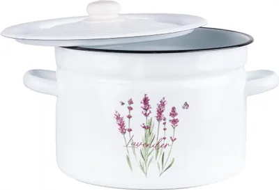 Produktbild von Emaille Topf 9L Kochtopf Universaltopf Suppentopf Induktion Fleischtopf Lavendel + Deckel