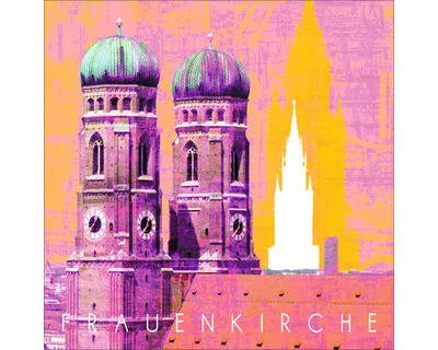 Produktbild von Glasbild München Frauenkirche lila 20x20 cm