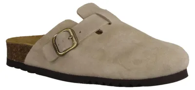 Produktbild von Scholl Fae Damenpantolette, Leder, Dark Beige, Leder-Korkfußbett - Damenschuhe Pantolette / Zehentrenner, Beige, leder