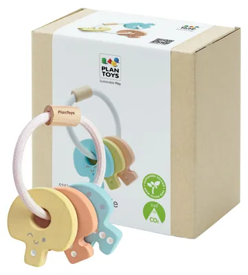 Produktbild von PlanToys Schlüsselrasseln Baby - Rassel und Beißring Baby - Greifling aus Holz -