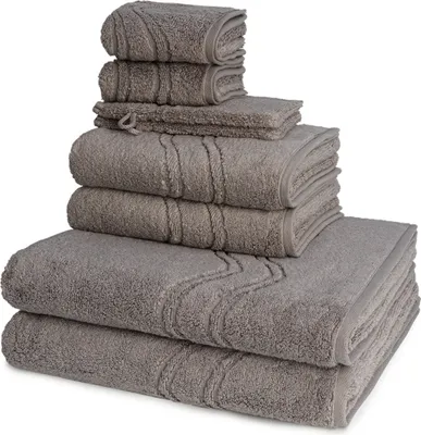 Produktbild von Ross Cashmere feeling 2 X Wasch- 2 X Gäste- 2 X Dusch- 2 X Handtuch im Set Walkfrottee aus Baumwolle 520 g/m², Weich saugstark mit Aufhänger Kordel, Wellenmuster und gewebte Bordüre elegant