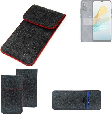 Produktbild von K-S-Trade Handy Schutz Hülle kompatibel mit ZTE Blade A53 Pro Schutzhülle Handyhülle Filztasche Pouch Tasche Case Sleeve Filzhülle dunkelgrau