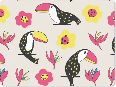 Produktbild von MuchoWow® Mauspad Mousepad Muster - Vogel - Blume 23x19 cm - Mousepads - Maus Mat - Pad - Mausunterlage - Schreibtischunterlage - Mauspad