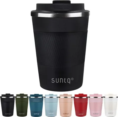 Immagine prodotto di SUNTQ Tazza da caffè da portare via Termico in acciaio inox a doppia parete isolato nero 380ml