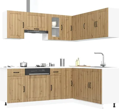 Produktbild von Schlichtes 11-tlg. Küchenschrank-Set Kalmar Artisan-Eiche Holzwerkstoff - Küchenschränke Design 2024 6430