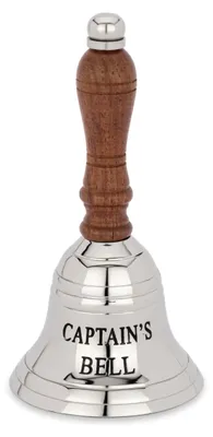 Tafelglocke 13 cm, Messing vernickelt, silber, graviert