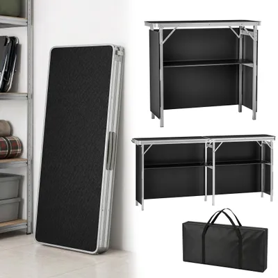 Produktbild von ACXIN Faltbare Messetresen mobile Theke L 196×38×85cm, Aluminiumrahmen mit zweistöckigem Aufbau, inkl. Tragetasche & Oxford-Behang für Verkauf, Camping und Garten