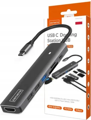 Immagine prodotto di Adattatore - Hub USB-C 7 in 1 - HDMI 4K - USB 3.0 - SD - PD - per MacBook - per Windows