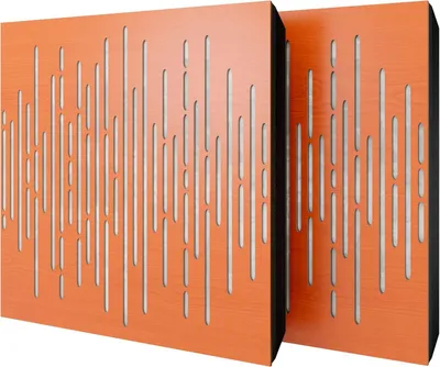 Produktbild von 2er-Pack – Akustikpaneel mit Samtstoff und Befestigungsset | 50x50x5cm | Schallabsorption-Diffusion-Reflexion-Schalldämmung | [WAVE -Kirschbaum|Weiß]