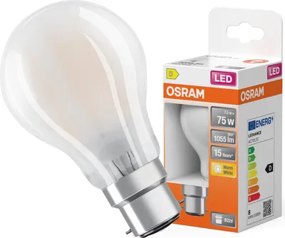 Produktbild von Osram ST CLAS A 75 7.5 W/2700 K B22D LED-Lampe, Birnenform, Sockel B22, 7,5 Watt, Warmweiß, 2700 K, 8kWh/1000h