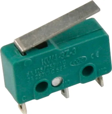 Zdjęcie produktu dla Mikroprzełącznik McPower, 250V/5A, 3-biegunowy, sprężynowy, przycisk: ON/OFF