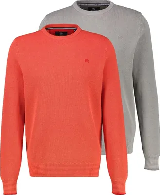 Produktbild von LERROS 2er Pack Basic Pullover Atmungsaktive Baumwolle, Two Tone Optik, Regular Fit