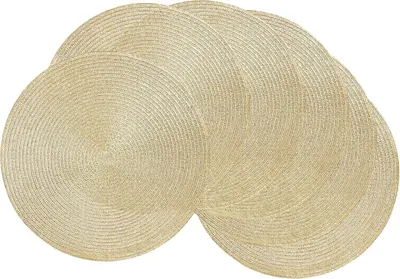 Produktbild von 6-teiliges Set runder geflochtener Tischsets, abwaschbar und hitzebeständig, 38 cm, ideal für Weihnachten, Hochzeiten und Feste