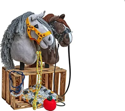 Produktbild von Steckenpferdestall - rustikal Kiste - Accessoires für Pferd - Spielzeug - Platz für Hobby Horse - Stabil für Steckenpferd - Stable - Holzspielzeug