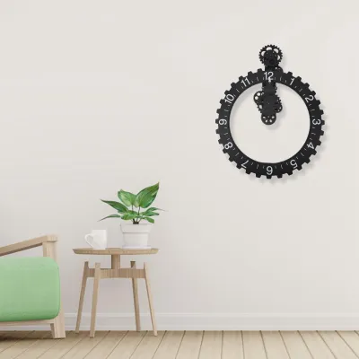 Productafbeelding van Wandklokken - Retro wandklokken - Mechanische tandwielen - Zwart - 35 cm x 14 cm