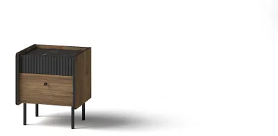 Produktbild von Masseno Nachttisch KREON Nachtschrank Beistelltisch für Schlafzimmer 42 x 49,9 x 40 cm Schwarz