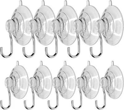 Produktbild von Unyqoos® 10er-Set transparente Saugnapfhaken, wiederverwendbar (PVC & Edelstahl), bis 3 kg, für Glas, Fliesen, Metall & Kunststoff – ohne Bohren oder Kleben