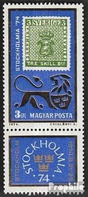 Produktbild von Briefmarken Ungarn 1974 Mi 2981A mit Zierfeld postfrisch Briefmarkenausstellung