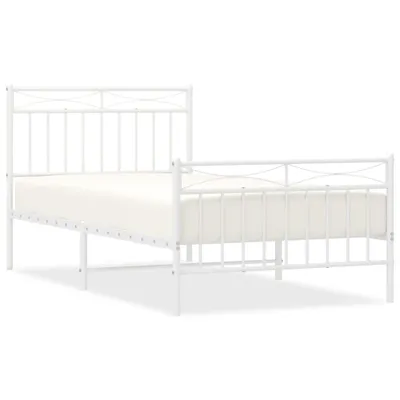 Zdjęcie produktu dla vidaXL Rama łóżka z wezgłowiem i podnóżkiem metalowa biała 100x190 cm
