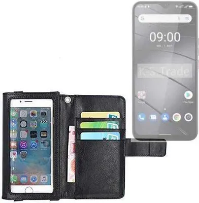 Produktbild von K-S-Trade Handy Hülle Schutz Hülle Kompatibel mit Gigaset GS5 Case mit Displayschutz / Schutzfolie Flip Cover Wallet case Etui Hülle schwarz