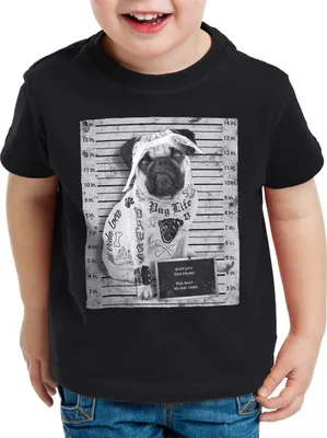 Produktbild von style3 Pug Tattoo T-Shirt Kinder mops hund gangster rock motorrad tattoed biker usa