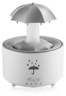 Obrázok produktu pre Aromatický difúzor a zvlhčovač vzduchu – rotujúce kvapky vody – LED osvetlenie – 5 V – do domácnosti, spálne, kancelárie, na jogu, do wellness – biela