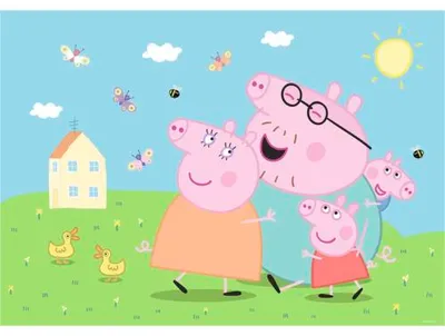 Produktbild von Fototapete Vlies FTD5P 352201 - 162 Peppa Pig Haus blau 5-tlg. 375 x 270 cm