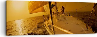 Produktbild von Bild auf Leinwand - Leinwandbild - Ozean Segelboot Yacht - 90x30cm - Wand Bild - Wanddeko - Leinwanddruck - Bilder - Kunstdruck - Wanddekoration - Leinwand bilder - Wandkunst - AB90x30-0322