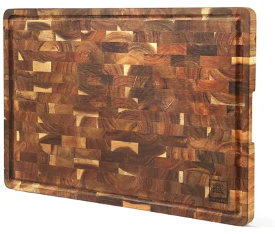Schneidebrett Akazienholz mit Saftrille, 53×38×3 cm