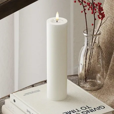 Produktbild von Deluxe Homeart LED Kerze Echtwachs fernbedienbar 5x20 cm weiß