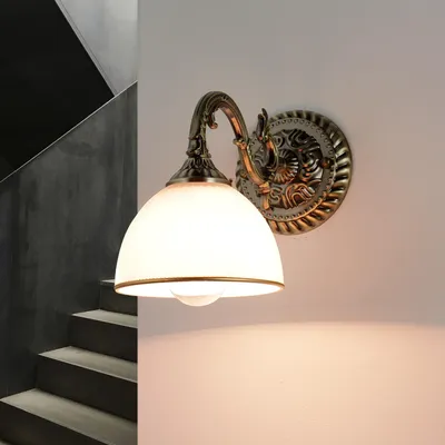 Immagine prodotto di Applique in ottone E27 metallo vetro Art Nouveau lampada soggiorno camera da letto